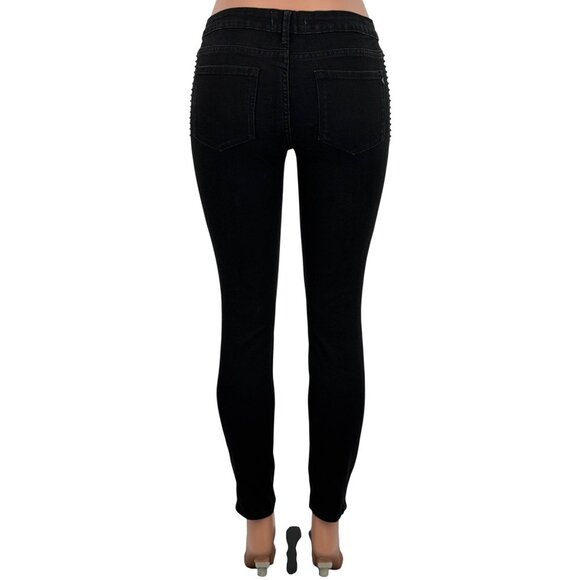Rachel Roy Black Mid-Rise Studded Skinny Jeans 28 | Rockstar Girlfriend Grunge - Picture 6 of 15